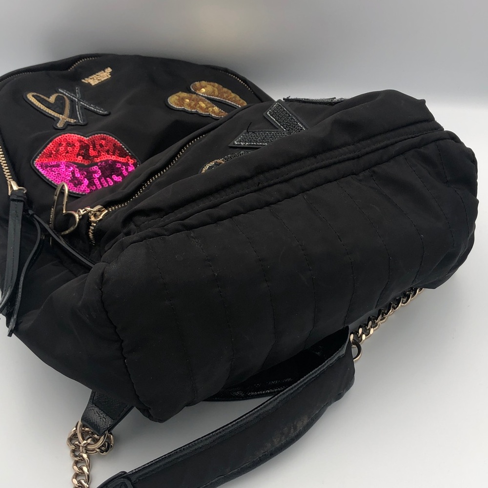 Victoria's Secret Black Backpack with Gold Embellishments Hearts & Wings - Picture 10 of 11